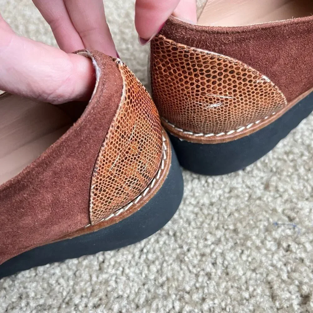VTG Brenda Zaro Spain Suede Leather Platform Oxford Shoes Size 39
